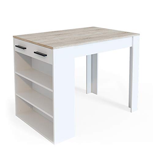 Vicco Esszimmertisch Repose, Bartresen für Esszimmer, Sonoma/Weiß, 67 x 100 cm