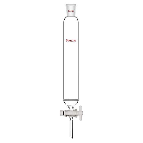 stonylab Chromatographie Säule aus Borosilikatglas, Chromatography Column 24/40 Gelenk Chromatographie Säule mit Fritte Scheibe und PTFE-Absperrhahn, 50mm Säule O.D und 300 mm Effektive Länge