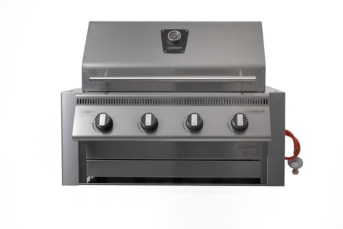 Einbau Gasgrill PremioGas XL III Barbecue mit Einfassung – Edelstahl Einbaugrill mit Deckel für Outdoor Küche Grillküche – Fettwanne mit Frontauszug – 4x5kW Brenner – Made in Germany