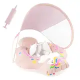DOUUCO Schwimmring Baby mit Abnehmbarem Sonnendach, mit UPF50+ UV-Schutz, Aufblasbare Swim Float, Verstellbarer Sicherheitssitz Kleinkind Schwimmen Float für Baby ab 3-12 Monate S