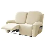 WWQQKJ Stretch-Samt-Liegesofabezug for 1-, 2- oder 3-Sitzer-Möbel (Color : Beige, Size : 2 Seater (6 PCS))