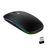 GeekerChip Maus kabellos,Wireless Mouse,LED Wiederaufladbar Bluetooth Maus(Bluetooth 5.1+2.4G Wireless) ultradünn/Silent Funk Maus(800-1200-1600) für PC MacBook,Laptops,Tablet(Schwarz)