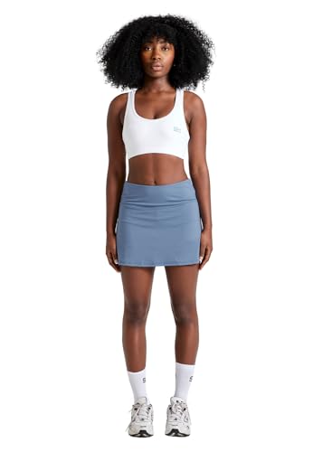 Sportkind Mädchen & Damen Tennis, Hockey, Golf Basic Skort, Rock mit Innenhose, atmungsaktiv, UV-Schutz, grau blau, Gr. M