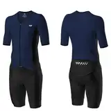 Lo.gas Herren Pro Trisuit Kurzarm Triathlonanzug für Ironman-Rennen und Triathlon-Wettkämpfe - Hochwertiger Triathlon-Anzug für Herren Blau L