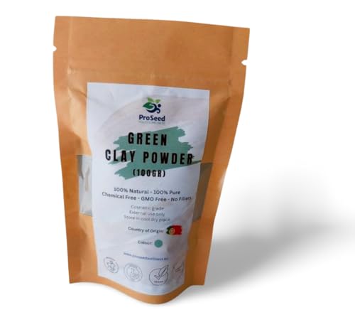 Green Clay Powder for Face Mask, Hair & Body - Detox & Purify - 100 % natürlich, 100 g - Hervorragend für Gesichts- und Haarmaske, Punktbehandlung, Körperwrap, Detoxbat, Fußsoak und DIY.