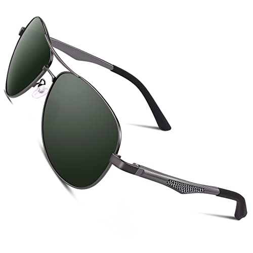 CGID Sonnenbrille Herren Pilotenbrille Polarisiert Ultraleichte AL-MG Metallrahmen Klassische Fliegerbrille UV400 Schutz CAT3 CE Fahren Angeln Laufen Outdoor