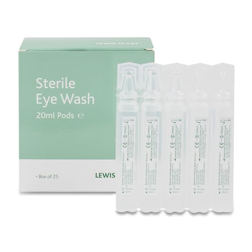 Lewis-Plast Premium 20 ml Kochsalzlösung Augenspülkapseln Box mit 25 – Enthält Natriumchlorid 0,9 % W/V Sterile ungiftige 20 ml Kapseln für leichte Augenreizungen