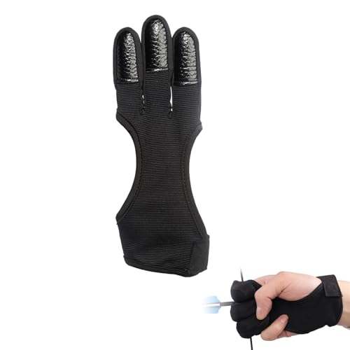 Tokaneit Bogenschießen Fingerhandschuh,Traditioneller Schießhandschuh,Bogenschießen Handschuhe,Dreifinger Bogenschießhandschuhe,Fäustlinge,Schutzhandschuhe für Compoundbogen,Schießhandschuhe