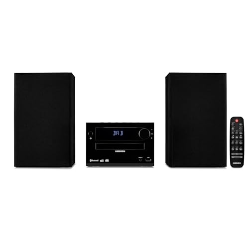 MEDION E64482 Micro Audio System Kompaktanlage (DAB+, CD Player, PLL UKW Radio, Bluetooth, MP3 Player, AUX, Kopfhöreranschluss, USB, Sleeptimer, dimmbares Display) schwarz