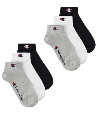 Champion Unisex – Kinder und Jugendliche Core Socks Junior 6PP Quarter Innensocken, Hellgrau Meliert, 27-30
