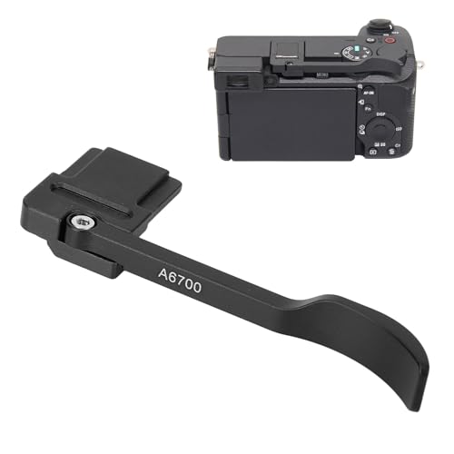 Metall Daumenauflage Handgriff für A6700 Kamera, Blitzschuh Daumenauflage Handgriff, Ergonomisches Design aus Aluminiumlegierung, 90 Grad Drehung für A6700 Kamera (Black)