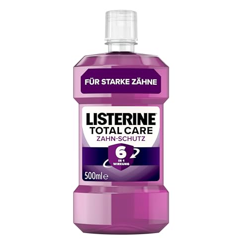 LISTERINE Total Care Zahn-Schutz (500 ml), Zahnpflege Mundwasser stärkt die Zähne durch Fluorid, antibakterielle Mundspülung gegen Karies mit 6 in 1 Wirkung, bis zu 24h frischer Atem