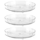 JIEHIN 3 Stück 23cm Lazy Susan Drehteller Organizer, Kühlschrank Drehteller Organizer, Transparent Küche Drehtablett Drehbares Gewürzregal rund Gewürzhalter Organizer für Öl Soßen Gewürzflaschen