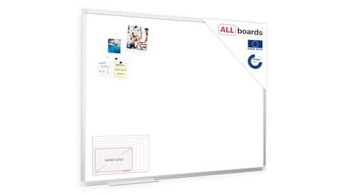 ALLboards Magnetisches Whiteboard 120x80cm Magnettafel mit Aluminiumrahmen und Stifteablage, Weiß Magnetisch Tafel, Trocken Abwischbar, Wiederbeschreibbar Weißtafel
