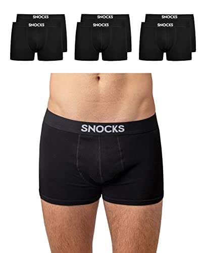 Snocks Herren Boxershorts Set 6er-Pack in den Gr. S - 4XL aus Bio-Baumwolle I Unterhosen für Männer mit idealer Passform ganz ohne zwicken oder aufrollen I Angenehmes Tragegefühl I Schwarz