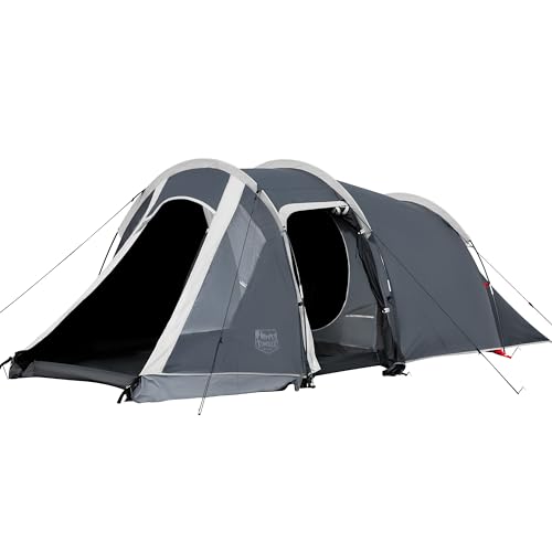 TIMBER RIDGE Zelt 3 Personen Blackout mit Vorzelt Camping Zelt wasserdicht 3000mm UV-Schutz 2-3 Mann Zelt Tunnelzelt Familienzelt Festivalzelt für Camping Reise Trekking Garten Grau