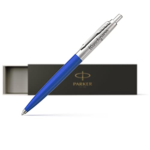 Parker Jotter Kugelschreiber mit Gravur hochwertig blauschreibend - Bachelor Geschenk - neuer Job Geschenke - Laser Gravur - Geschenkideen zu Weihnachten blau