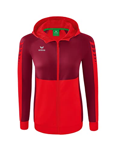 Erima Damen Six Wings Trainingsjacke mit Kapuze, rot/bordeaux, 38