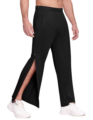PINSPARK Herren Jogginghose Lang Sporthose mit Tasche Warm up Hose Outdoor Funktionshose Basketball Trainingshose lastischer Bund Reines Schwarz M