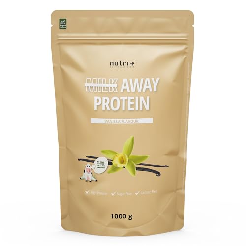 Veganes Proteinpulver VANILLE - Milk Away Vegan Protein ohne Soja 1kg - 5k Eiweiß Shake aus Erbsen, Buchweizen, Hanfsamen, Reis & Kürbiskernen - Pflanzliches Eiweißpulver Vanilla