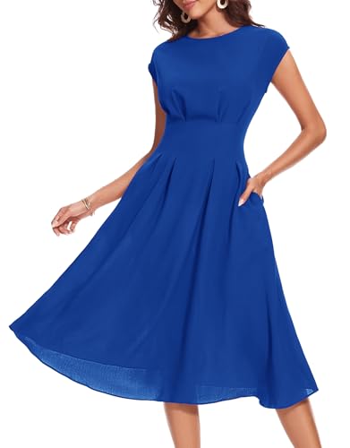 Wedtrend Vintage Kleider Damen Cocktaikleid Kleid 60er Retro Festlich Damen Kleid Knielang Für Hochzeit Als Gast Swing Abendkleid Lang RWTP30012RoyalBlueL
