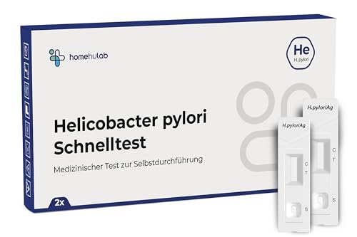 Homehulab 2x Helicobacter Pylori Schnelltest für zuhause, einfacher Antigen Stuhltest bei Magen Beschwerden wie Sodbrennen oder Gastritis als Selbsttest anwendbar (2x Test)