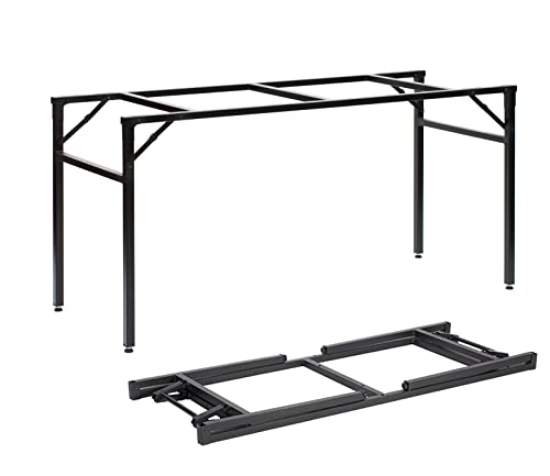 Stabil selbsttragend Tischgestell 160x60 cm, für Bankett-Tisch, Esstisch, Partytisch; höhe: 73cm; für Tische bis 200x90x75 cm; Metallprofil, pulverbeschichtet (1; 160x60 cm), Schwarz