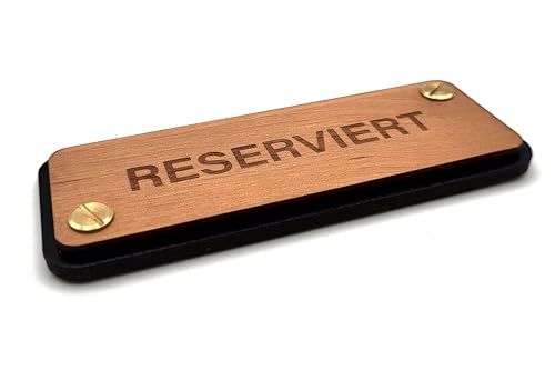 Reserviert Schild Holz und Leder mit Gravur "RESERVIERT" oder "RESERVED" für Gastronomie