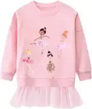 CM-Kid Pullover Mädchen Langarm Sweatshirt Kinder Baumwolle Shirt Winter Warm Sticken Tops 3 4 Jahre Prinzessin Rosa Gr.104