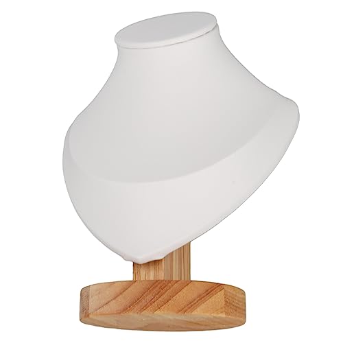 OVAQUIXI Halskettenhalterständer mit Schwarzem PU-Lederschmuck Display, Klare Aussicht, Platzsparendes Design, Robuster Basis für Einzelhandelsgeschäft, Schmuckhändler (WHITE)