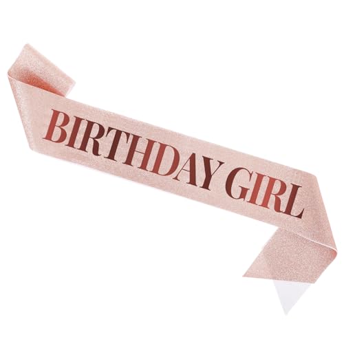 Hariendny Geburtstag Schärpe Roségold Birthday Girl Sash Geburtstagsschärpe Damen Geburtstagszubehör Geburtstagskönigin Schärpe Geburtstag Mädchen