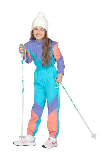 WILBERS & WILBERS - Retro-Skianzug der 80er Jahre für Kinder Unisex - einteiliger Overall - Retro Aprés Ski - Karneval - Größe 152