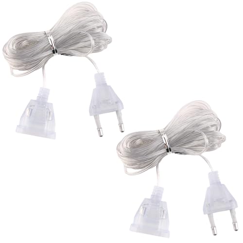2er Set Transparentes Verlängerungskabel 5m, Ultra-Dünnes 2-adriges Kabel, Durchsichtiges Design, für Haushaltsgeräte mit geringem Stromverbrauch