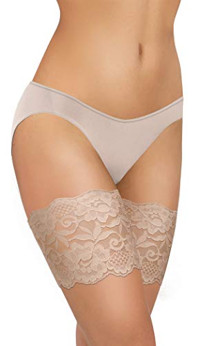 sesto senso Oberschenkelbänder Spitze Sexy Elastische Anti-reibung mit 4 Silikonstreifen hautfarben Beige 60-65