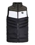 Jack & Jones Jungen Jjesprint Puffer Bodywarmer Collar Jnr Weste, Black/Detail:White/Rosin Blocking, 164