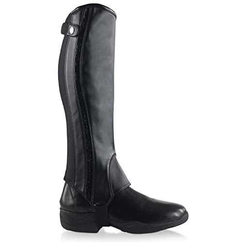 HORZE Damen Halbchaps Sabrina aus PU-Leder mit Glitzerdetails, Schwarz, M