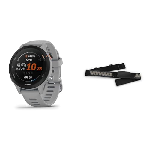 Garmin Forerunner 255S – GPS-Laufuhr mit individuellen Trainingsplänen & HRM-DUAL – Brustgurt zur Aufzeichnung von Herzfrequenzwerten, ANT+ & Bluetooth Technologie