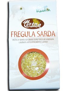 Sardische Fregula hergestellt von den Handwerkern der Pastificio Corona di Oristano. 1 Packung à 500 g. Typische Nudeln aus Hartweizengrieß. Ideal für Meeresfrüchte, wie Suppe oder Risottata.