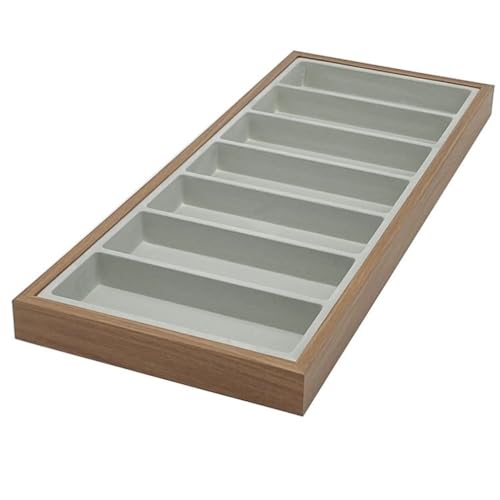 mixed24 Holz Vorlagebrett für 7 Brillen Brillenkoffer Brillentablett Brillenpräsentation Brillenaufbewahrung Brillenbox Brillendisplay Vorzeigetablett Vorlagetablett