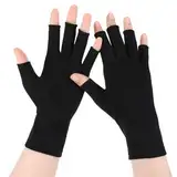 Yuanchu UV Schwarze Handschuhe Nägel, Fingerlose Handschuhe uv schutz 2 Größen Sommer Anti UV Schutz Dünn Frauen Maniküre Handschuhe Kompressions für Fitness Autofahren Radfahren Angeln Onnenschutz(M)