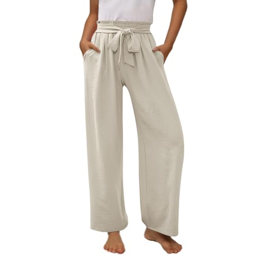 Generisch Lange Sommerhose Kinder Mädchen Leicht Bequem Strandhose Baumwolle Leinen Stoffhose Elegant Weites Bein Hosen Sommer Bequem Freizeithosen Lässige Business Jogginghose Hohe Taille Hose