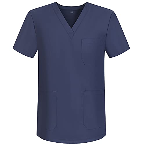 MISEMIYA - Medizinische Uniformen Unisex Top Krankenschwester Krankenhaus Berufskleidung BZ-6801 - Large, Grau 68