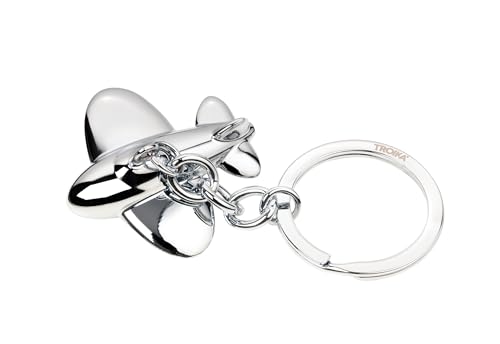 TROIKA Schlüsselanhänger Flugzeug JETSETTER – startendes Flugzeug – niedlicher keyring Ferienflieger zum Abheben, hochwertiger Metallguss – inkl. Schlüsselring – verchromt – silberfarben Original