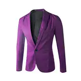 Generisch Sakko Herren Modern Fashion Blazer Business Sakko Slim Fit Männer Hochzeit Jackett Sportlich Freizeit Blazer Regular Fit Mode Anzugjacken für Herren Sale Lila M