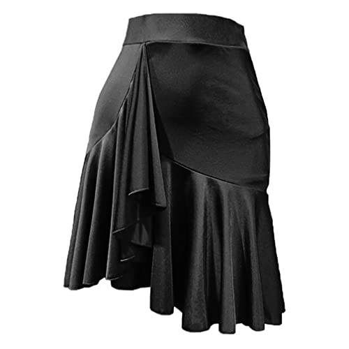 ZYMOZYM Schwarzer Basic Minirock Mit Shorts Mädchen Rüschenkante Stretch Kurz Faltenrock Tanzrock Damen
