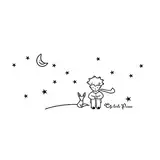 Molinter Wandsticker Kleine Prinz Wandtattoo Wandaufkleber für Kinder Baby Raumdekoration Wandbild Kunst Geschenk (Schwarz)