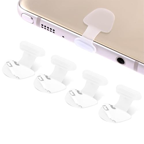 IOSPKKIO® Pack of 4 Type C Port Dust Caps, Type C Phone Anti Dust Charging Port Plug, Schützen Sie Ihre Geräte mit Anti-Staub-Stecker, Anti-Verlust-Schutzhülle - transparent