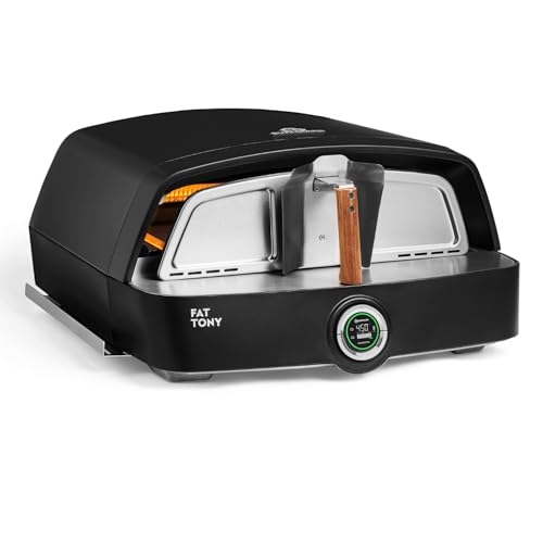 BURNHARD Gas-Pizzaofen Fat Tony, 450 °C – 650 °C, 8 kW Outdoor Ofen für Pizza (62,5 x 57,5 x 28,5 cm) inkl. Cordierit-Pizzastein, geeignet für Terrasse, Balkon und Garten