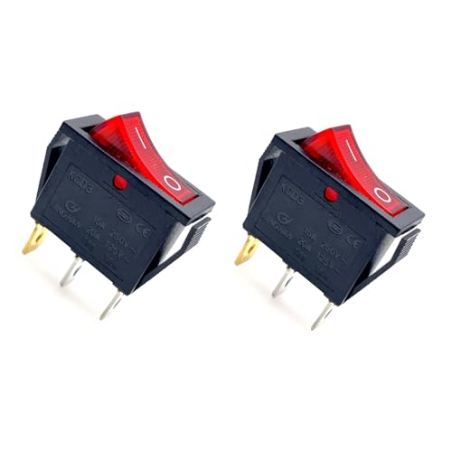 JZK 2x Rotes Licht EIN/AUS-Wippschalter 15A 250V 20A 125V AC 3 Anschlüsse SPST 3Pin Wippschalter EIN/AUS ON OFF Rechteckiger EIN-AUS-Netzschalter KCD 3-polig