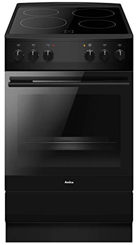 Amica SHC 11509 SM Standherd/Glaskeramikkochfeld und Elektro-Backofen / 50cm / Schwarz-matt/freistehend/mit Eco-Funktion, Ober-/Unterhitze uvm.